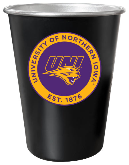 Northern Iowa Panthers 8 oz Tin Cup Black Matte Coating Officially Licensed 4-Pack with Gift Bag