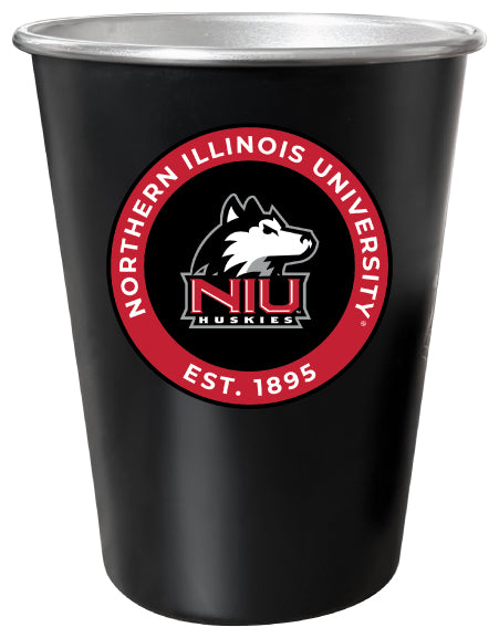 Northern Illinois Huskies 8 oz Tin Cup Black Matte Coating Officially Licensed 4-Pack with Gift Bag