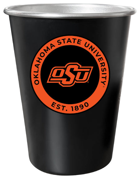 Oklahoma State Cowboys 8 oz Tin Cup Black Matte Coating Officially Licensed 4-Pack with Gift Bag
