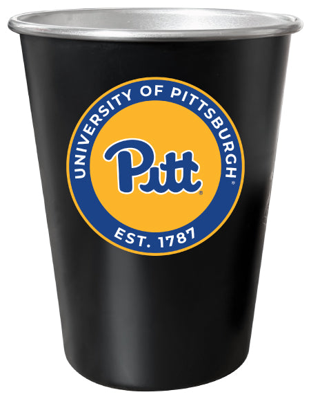 Pittsburgh Panthers 8 oz Tin Cup Black Matte Coating Officially Licensed 4-Pack with Gift Bag
