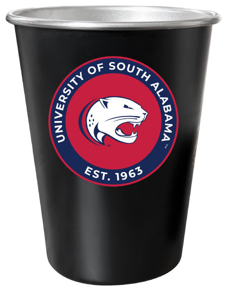 University of South Alabama 8 oz Tin Cup Black Matte Coating Officially Licensed 4-Pack with Gift Bag