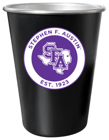Stephen F. Austin State University 8 oz Tin Cup Black Matte Coating Officially Licensed 4-Pack with Gift Bag