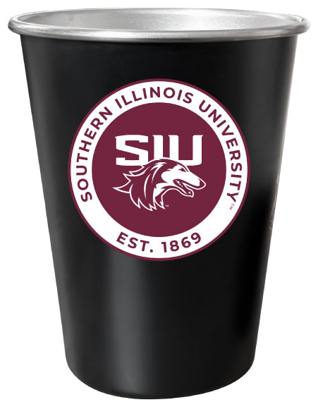 Southern Illinois Salukis 8 oz Tin Cup Black Matte Coating Officially Licensed 4-Pack with Gift Bag
