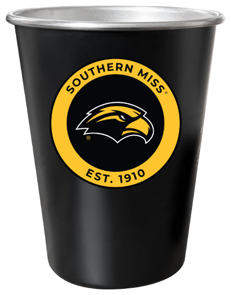 Southern Mississippi Golden Eagles 8 oz Tin Cup Black Matte Coating Officially Licensed 4-Pack with Gift Bag