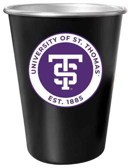University of St. Thomas 8 oz Tin Cup Black Matte Coating Officially Licensed 4-Pack with Gift Bag