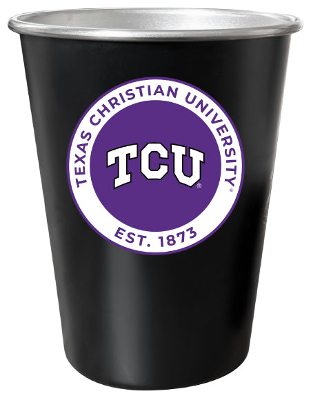 Texas Christian University 8 oz Tin Cup Black Matte Coating Officially Licensed 4-Pack with Gift Bag