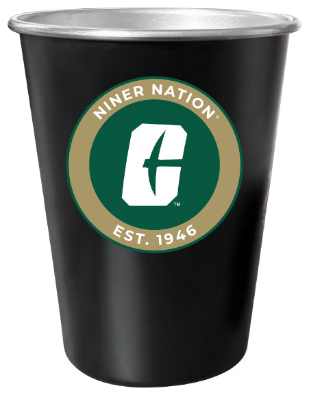 North Carolina Charlotte Forty-Niners 8 oz Tin Cup Black Matte Coating Officially Licensed Single