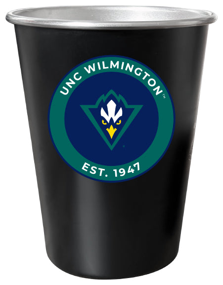 North Carolina Wilmington Seahawks 8 oz Tin Cup Black Matte Coating Officially Licensed 4-Pack with Gift Bag