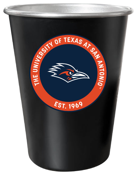 UTSA Roadrunners 8 oz Tin Cup Black Matte Coating Officially Licensed 4-Pack with Gift Bag