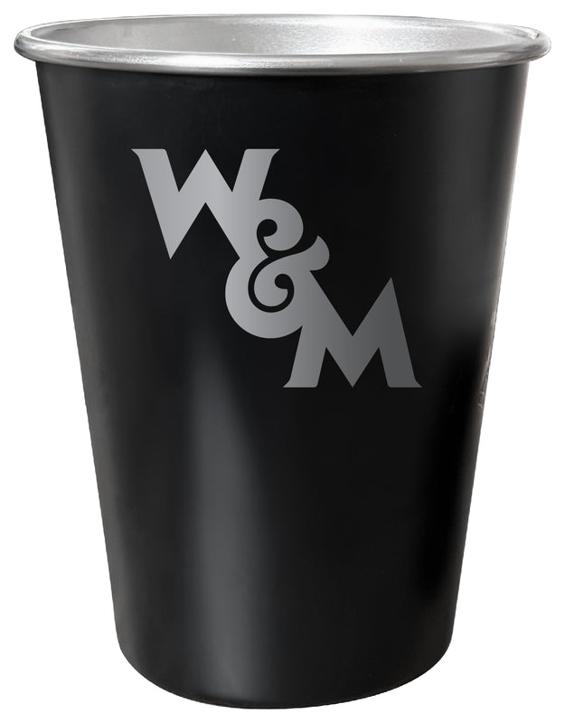 William and Mary 8 oz Engraved Tin Cup Black Matte Coating Officially Licensed