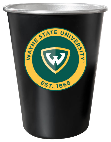 Wayne State 8 oz Tin Cup Black Matte Coating Officially Licensed Single