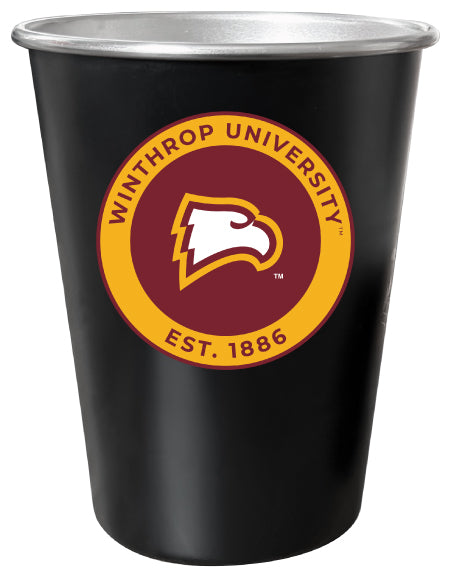 Winthrop University 8 oz Tin Cup Black Matte Coating Officially Licensed Single