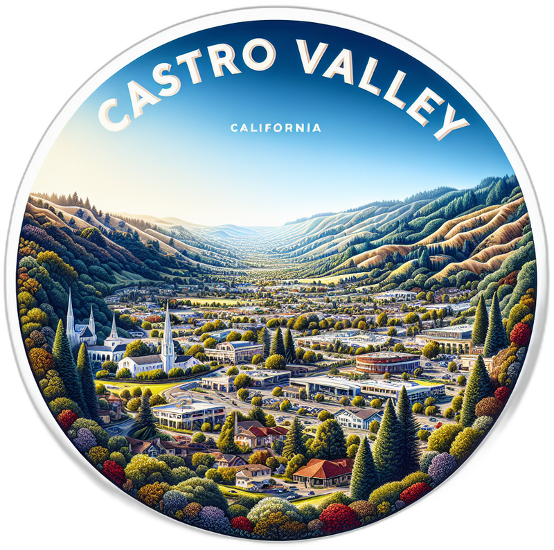 Castro Valley California Souvenir Die Cut Flat Magnet 6-Inch