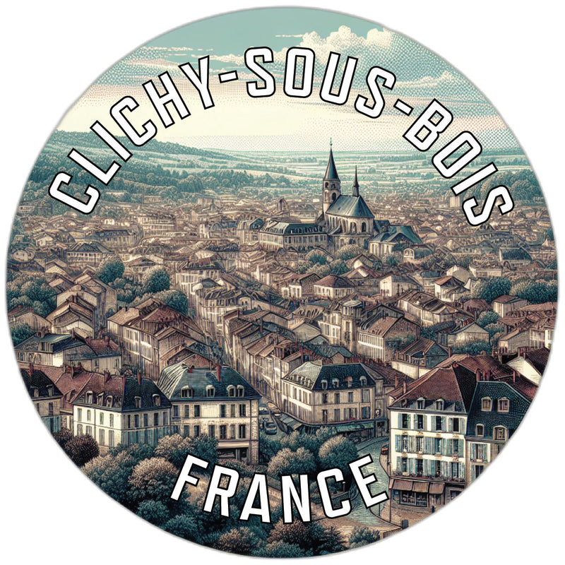 Clichy sous Bois France Souvenir Die Cut Flat Magnet 2-Inch