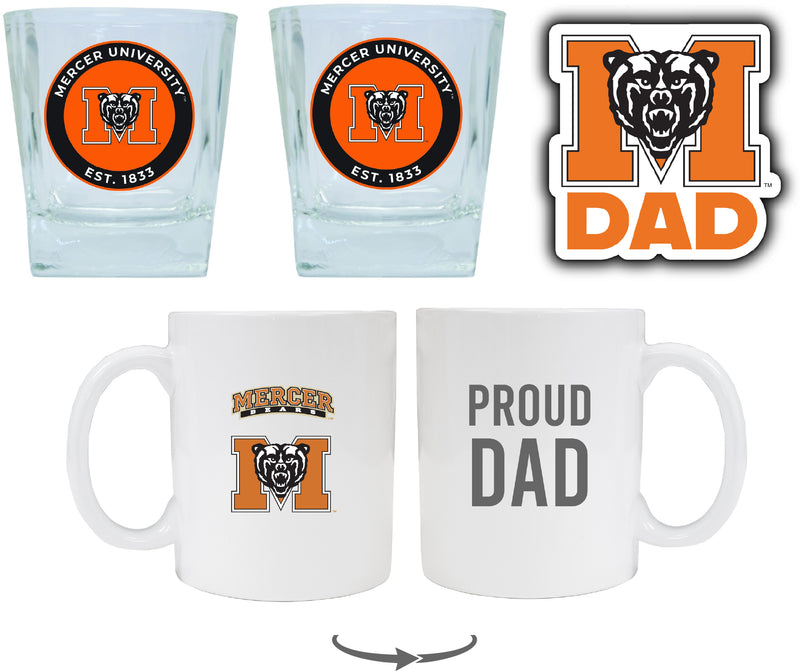 Mercer University Collegiate Dad Gift Set - Proud Dad Decal, Coffee Mug & Whiskey Glasses