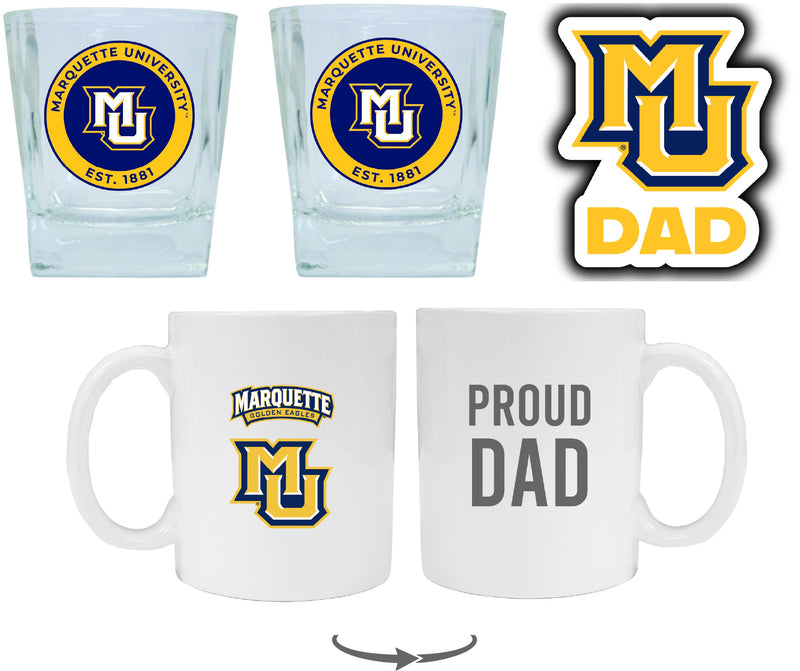 Marquette Golden Eagles Collegiate Dad Gift Set - Proud Dad Decal, Coffee Mug & Whiskey Glasses
