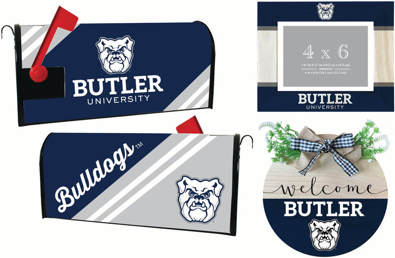 Butler Bulldogs Officially Licensed Home Decor Pack - Magnetic Mailbox Cover, Wooden Welcome Wreath Sign & Photo Frame