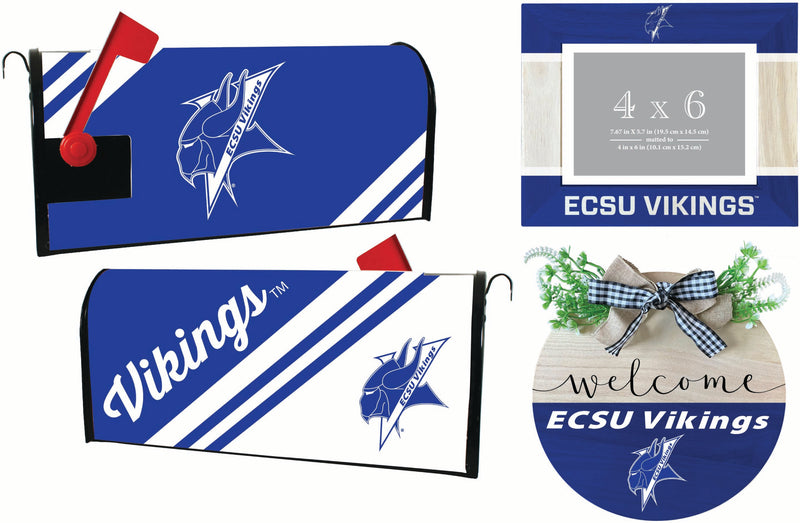 Elizabeth City State University Officially Licensed Home Decor Pack - Magnetic Mailbox Cover, Wooden Welcome Wreath Sign & Photo Frame