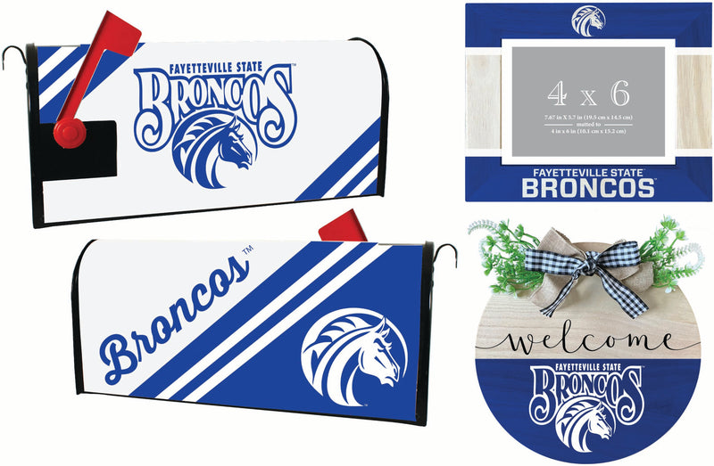 Fayetteville State University Officially Licensed Home Decor Pack - Magnetic Mailbox Cover, Wooden Welcome Wreath Sign & Photo Frame