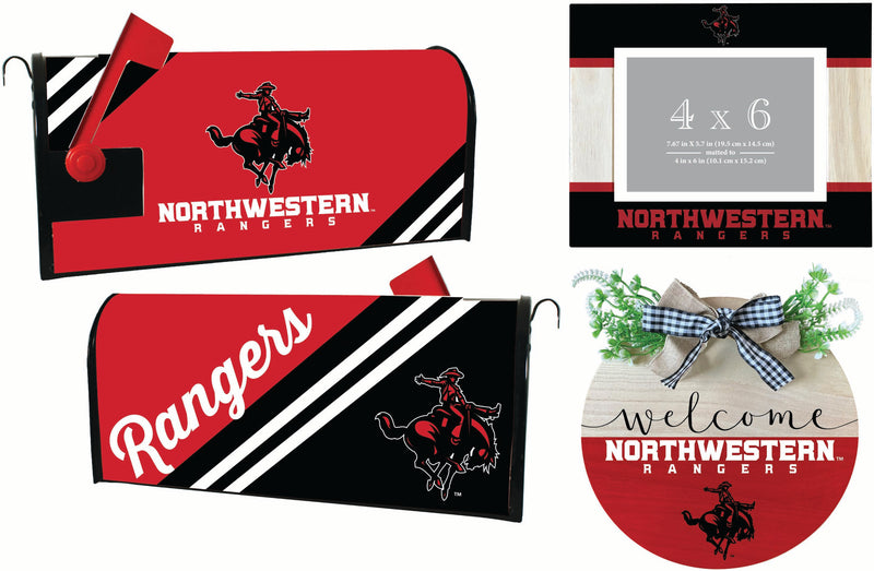 Northwestern Oklahoma State University Officially Licensed Home Decor Pack - Magnetic Mailbox Cover, Wooden Welcome Wreath Sign & Photo Frame