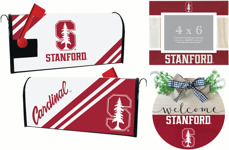 Stanford University Officially Licensed Home Decor Pack - Magnetic Mailbox Cover, Wooden Welcome Wreath Sign & Photo Frame