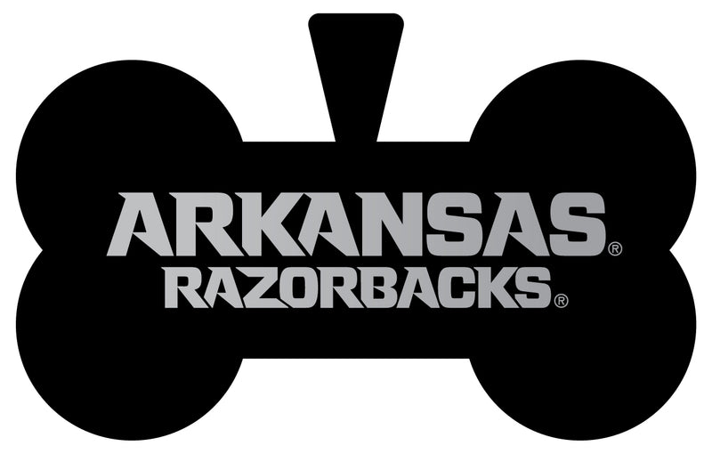 Arkansas Razorbacks Dog Tag Matte Black Bone-shaped Engraved Officially Licensed