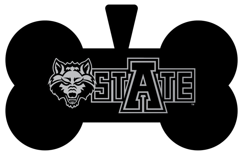 Arkansas State Dog Tag Matte Black Bone-shaped Engraved Officially Licensed