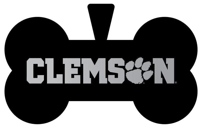 Clemson Tigers Dog Tag Matte Black Bone-shaped Engraved Officially Licensed