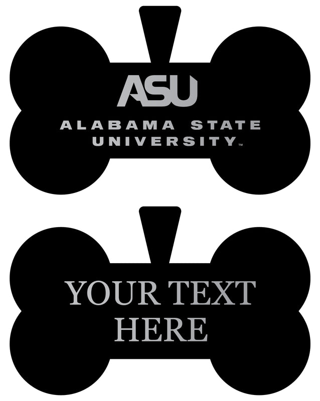 Alabama State University Personalized Matte Black Bone Dog Tag – Engraved Officially Licensed Collegiate Pet ID