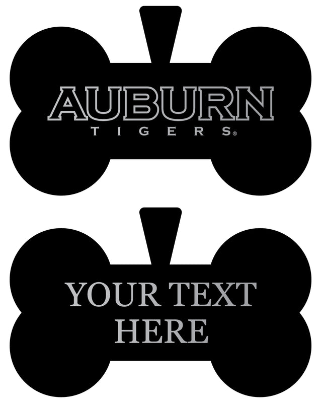 Auburn Tigers Personalized Matte Black Bone Dog Tag – Engraved Officially Licensed Collegiate Pet ID