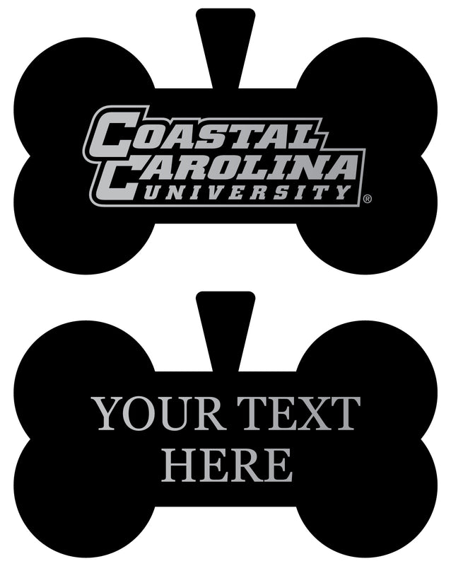 Coastal Carolina University Personalized Matte Black Bone Dog Tag – Engraved Officially Licensed Collegiate Pet ID