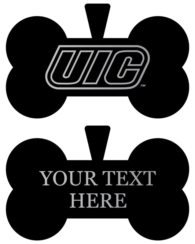 University of Illinois at Chicago Personalized Matte Black Bone Dog Tag – Engraved Officially Licensed Collegiate Pet ID