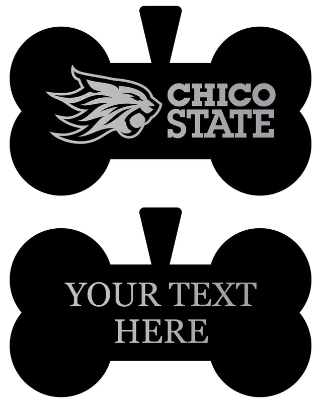 California State University, Chico Personalized Matte Black Bone Dog Tag – Engraved Officially Licensed Collegiate Pet ID
