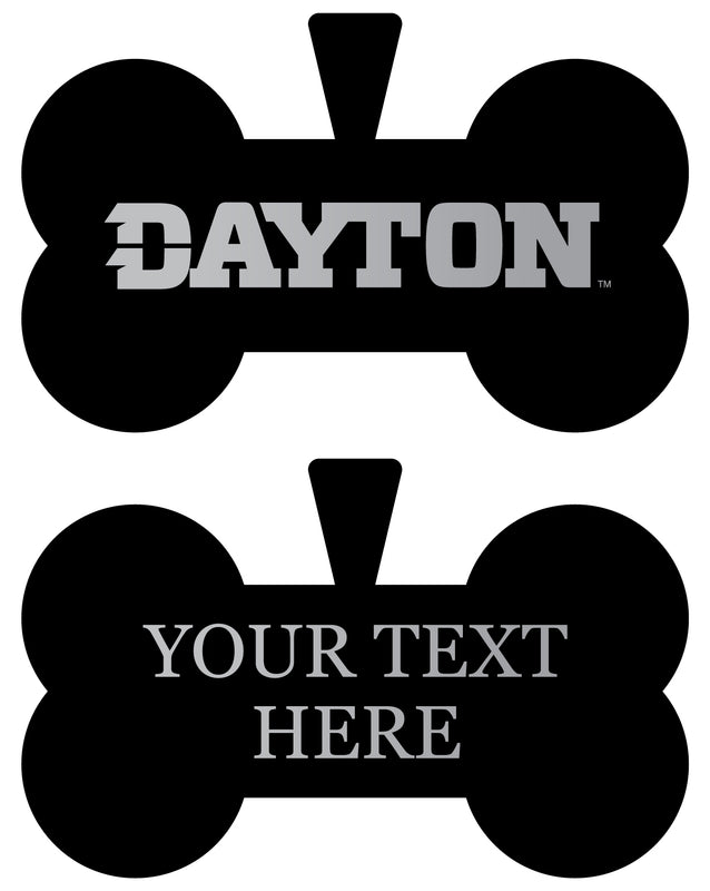 Dayton Flyers Personalized Matte Black Bone Dog Tag – Engraved Officially Licensed Collegiate Pet ID