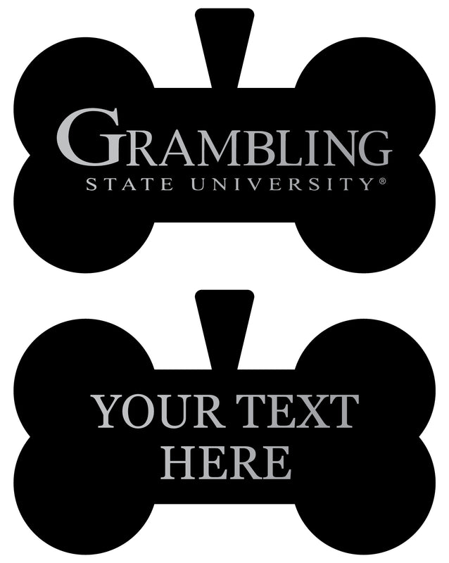 Grambling State Tigers Personalized Matte Black Bone Dog Tag – Engraved Officially Licensed Collegiate Pet ID
