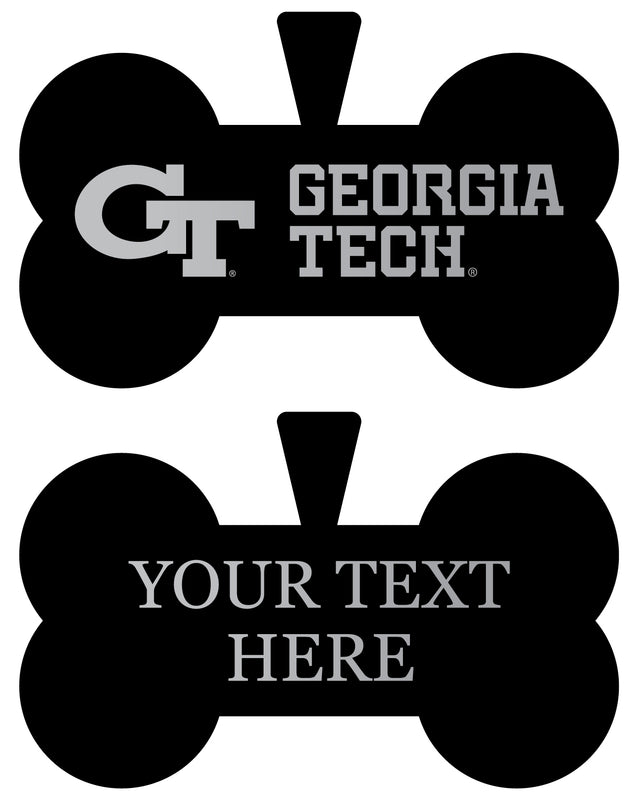 Georgia Tech Yellow Jackets Personalized Matte Black Bone Dog Tag – Engraved Officially Licensed Collegiate Pet ID