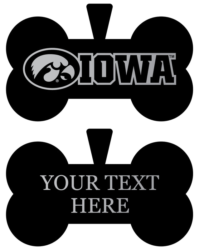Iowa Hawkeyes Personalized Matte Black Bone Dog Tag – Engraved Officially Licensed Collegiate Pet ID
