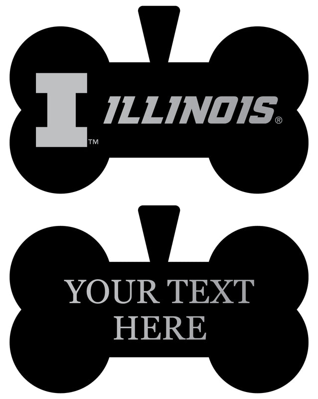 Illinois Fighting Illini Personalized Matte Black Bone Dog Tag – Engraved Officially Licensed Collegiate Pet ID
