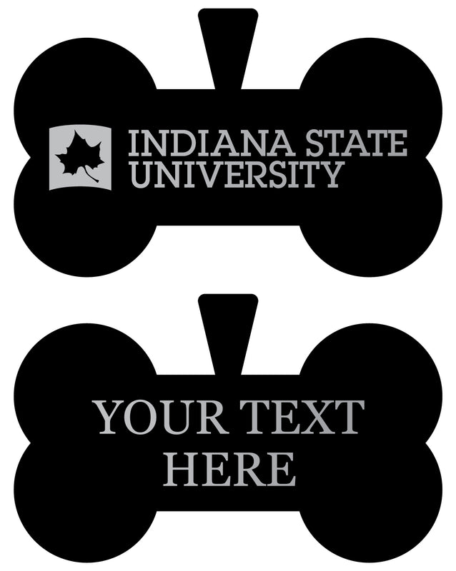 Indiana State University Personalized Matte Black Bone Dog Tag – Engraved Officially Licensed Collegiate Pet ID
