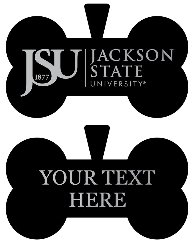 Jackson State University Personalized Matte Black Bone Dog Tag – Engraved Officially Licensed Collegiate Pet ID