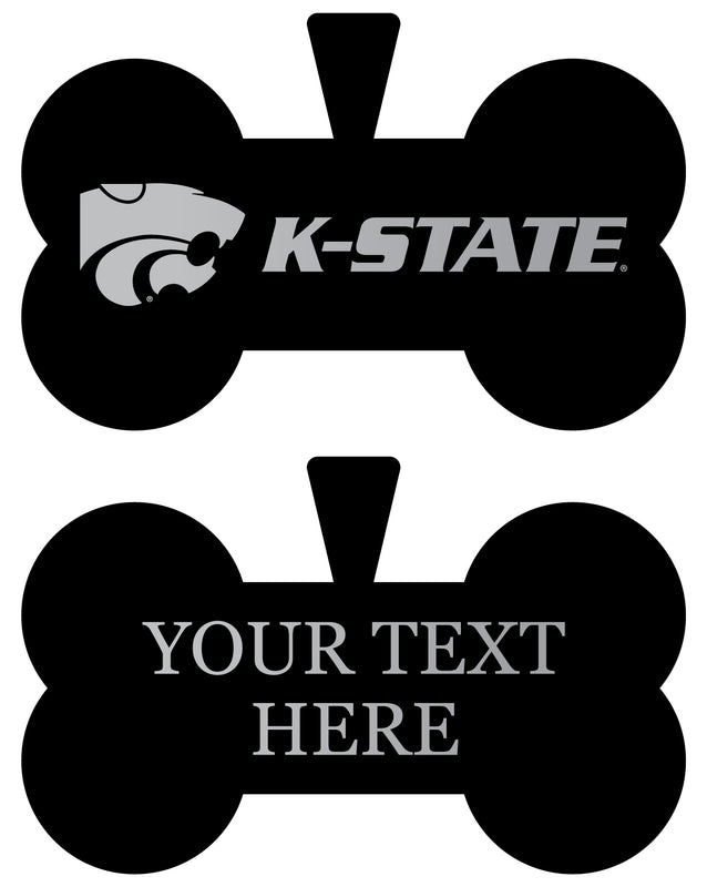 Kansas State Wildcats Personalized Matte Black Bone Dog Tag – Engraved Officially Licensed Collegiate Pet ID