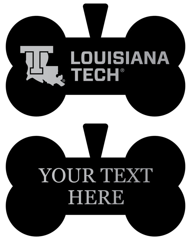 Louisiana Tech Bulldogs Personalized Matte Black Bone Dog Tag – Engraved Officially Licensed Collegiate Pet ID