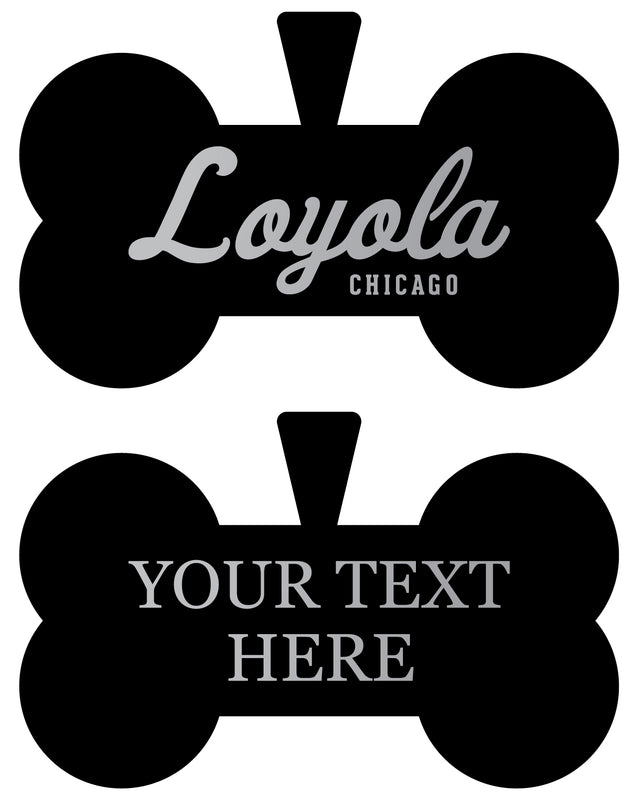 Loyola University Ramblers Personalized Matte Black Bone Dog Tag – Engraved Officially Licensed Collegiate Pet ID