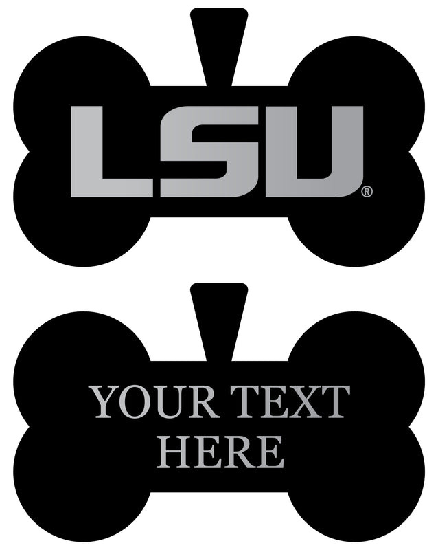LSU Tigers Personalized Matte Black Bone Dog Tag – Engraved Officially Licensed Collegiate Pet ID