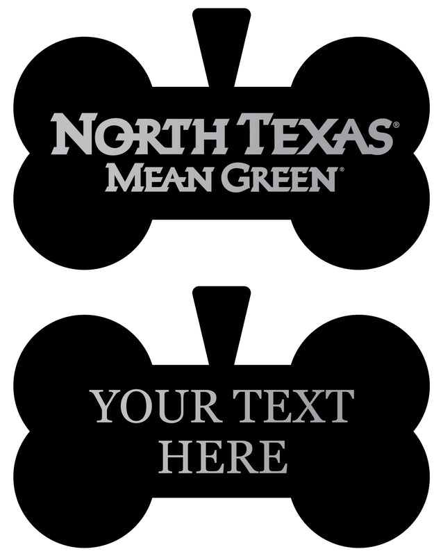 North Texas Personalized Matte Black Bone Dog Tag – Engraved Officially Licensed Collegiate Pet ID