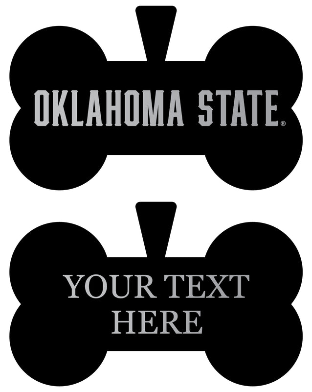 Oklahoma State Cowboys Personalized Matte Black Bone Dog Tag – Engraved Officially Licensed Collegiate Pet ID