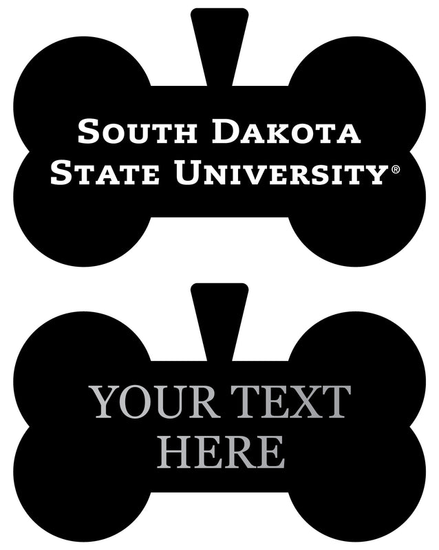 South Dakota State Jackrabbits Personalized Matte Black Bone Dog Tag – Engraved Officially Licensed Collegiate Pet ID