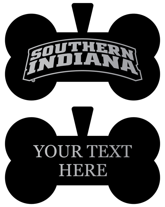 University of Southern Indiana Personalized Matte Black Bone Dog Tag – Engraved Officially Licensed Collegiate Pet ID
