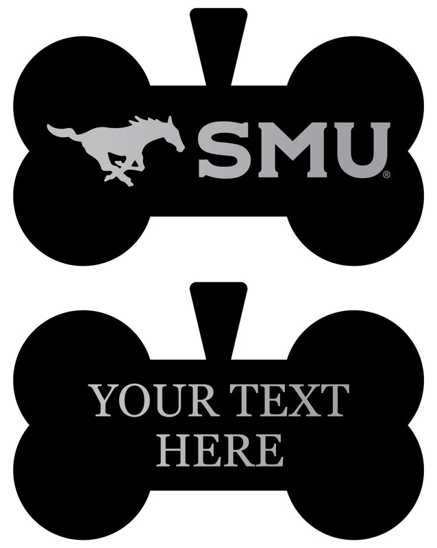 Southern Methodist University Personalized Matte Black Bone Dog Tag – Engraved Officially Licensed Collegiate Pet ID