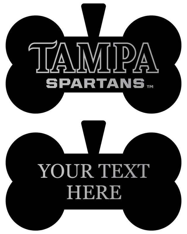 University of Tampa Spartans Personalized Matte Black Bone Dog Tag – Engraved Officially Licensed Collegiate Pet ID